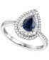 ფოტო #1 პროდუქტის Emerald (5/8 ct. t.w.) & Diamond (1/3 ct. t.w.) Teardrop Halo Ring in 14k Gold (Also in Ruby & Sapphire)