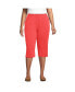 ფოტო #3 პროდუქტის Plus Size Sport Knit High Rise Elastic Waist Capri Pants