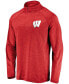 Фото #3 товара Men's Red Wisconsin Badgers Primary Logo Striated Raglan Quarter-Zip Jacket