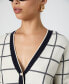 Women's Check-Print Button-Front Cardigan