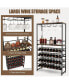 Freestanding Wine Bakers Rack with 4-Tier Wine Storage and 4 Rows of Stemware Racks