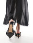 Фото #3 товара & Other Stories satin pointed kitten heel pumps with bow in black