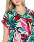Women's Printed Collared Button-Front Printed Floral Top