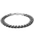 ფოტო #3 პროდუქტის Men's Curb Link Chain Bracelet in Sterling Silver & Black Ruthenium-Plate