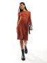 Фото #3 товара Mamalicious Maternity mini dress with wrap skirt detail in brick