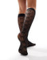 Фото #4 товара ASOS DESIGN sheer knee high socks with bow monogram in black