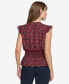 Фото #2 товара Women's Printed Smocked Cap-Sleeve Top