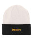 Фото #2 товара Big Boys Cream, Black Pittsburgh Steelers Bone Cuffed Knit Hat