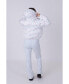 ფოტო #1 პროდუქტის Women's White Print Chic Puffer Jacket