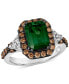 Couture Hunters Green Tourmaline (2-1/4 ct. t.w.), Chocolate Diamonds (5/8 ct. t.w.) & Nude Diamonds (1/5 ct. t.w.) Square Halo Ring in Platinum