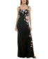 Juniors' Sequined Floral Lace-Up-Back Gown