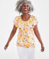 ფოტო #1 პროდუქტის Women's Printed Pleated Scoop-Neck Top, Created for Macy's