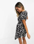 French Connection printed jersey mini dress in black