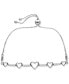 ფოტო #1 პროდუქტის Diamond Graduated Heart Bolo Bracelet (1/6 ct. t.w.) in Sterling Silver