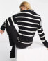 Only high neck jumper in black & white stripe