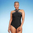 Фото #2 товара Women's UPF 50 Crossover Neck Detail One Piece Swimsuit - Aqua Green