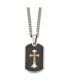 Sterling Silver & Carbon Fiber Inlay Cross Curb Chain Necklace