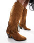 Glamorous knee western boots in off white