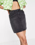 DTT Tall Gabby high waisted denim skirt in washed black