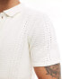 Фото #2 товара Brave Soul textured knit button up polo in vintage white