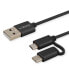 Savio CL-128 - 1 м - USB A - USB C/Micro-USB A - USB 2.0 - 480 Мбит/с - Черный - Кабель данных USB
