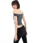 COLLUSION slinky off the shoulder top in grey