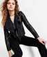 Фото #3 товара Women's Faux-Leather Flyaway Jacket, Created for Macy's