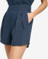 Фото #3 товара Women's Washed Linen High Rise Pull On Pleated Shorts