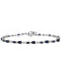 ფოტო #1 პროდუქტის Blue Sapphire (3-3/8 ct. t.w.) & White Sapphire (5/8 ct. t.w.) Mixed Cut Tennis Bracelet in Sterling Silver