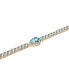 ფოტო #3 პროდუქტის Blue Topaz (8-3/8 ct. t.w.) & Diamond (1/10 ct. t.w.) Halo Tennis Bracelet in 14k Gold-Plated Sterling Silver