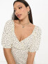 Фото #3 товара ASOS DESIGN Tall short sleeve wrap tiered midi dress in white base spot