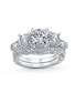 Art Deco Style 3CT Round Solitaire 3 Stone Past Present Future Promise CZ Engagement Wedding Ring .925 Sterling Silver