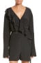 Фото #1 товара Diane von Furstenberg 161525 Women's Asymmetrical Ruffle Romper Black Sz. 10