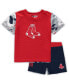 Фото #3 товара Костюм для малышей OuterStuff Комплект Футболка и Шорты Boston Red Sox, красно-синий, красный, зайчик, ударник