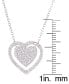 ფოტო #2 პროდუქტის Cubic Zirconia Double Heart Necklace 18" in Silver Plate