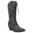 Фото #2 товара Dingo San Miguel Tooled Inlay Snip Toe Zippered Lace Up Womens Black Dress Boot