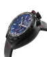 ფოტო #2 პროდუქტის Men's Canal Street Chrono Black Leather Watch 48mm