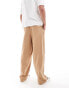 ASOS DESIGN wide linen chino trousers in brown