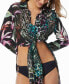 ფოტო #5 პროდუქტის Women's Printed Tie-Front Swim Cover-Up Shirt