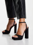 ASOS DESIGN Noun platform barely there heeled sandals in black