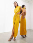 ASOS EDITION draped and slashed high neck maxi dress in golden yellow