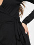 Фото #3 товара NA-KD v neck tie side mini dress in black
