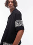 Фото #1 товара Topman oversized fit button through jersey polo with embroidery in black