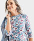 Petite Printed Cotton Boat-Neck 3/4-Sleeve Top, Created for Macy's