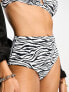 Фото #2 товара Wolf & Whistle Exclusive Fuller Bust mix & match high waist bikini bottom in zebra print