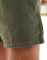 Фото #3 товара ASOS DESIGN slim linen shorts in stone/khaki 2 pack