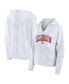 Women's White/Gray Illinois Fighting Illini Arch Logo Striped Notch Neck Pullover Hoodie