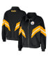 Women's Black Pittsburgh Steelers Plus Size Yarn Dye Stripe Full-Zip Jacket