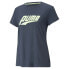 Фото #1 товара Puma Run Logo Crew Neck Short Sleeve Athletic T-Shirt Womens Blue Casual Tops 52