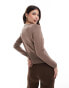 Фото #2 товара ASOS DESIGN boat neck jumper with cinched waist in brown